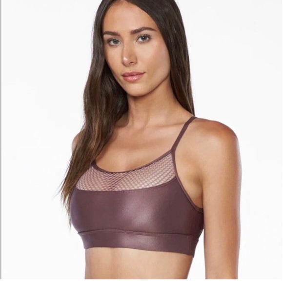 Koral Other - Koral Pacifica Sports Bra Lustrous Marsala Wine Criss Cross Back Mesh NWOT Sz M